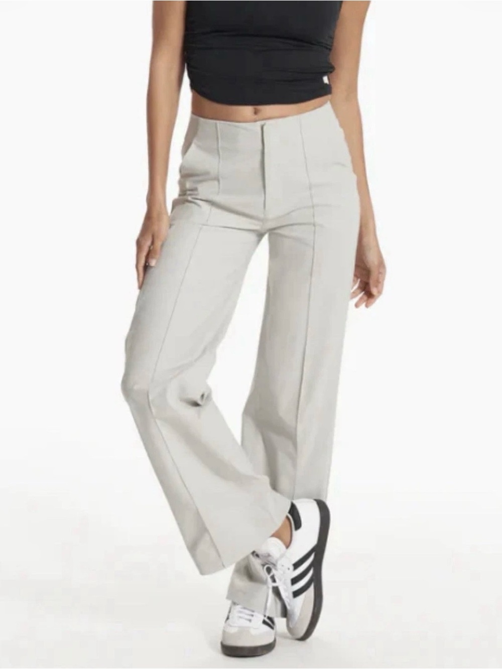 Vuori DreamKnit Travel Pant Womens Medium Vapor Gray Wide Leg Stretch Career EUC